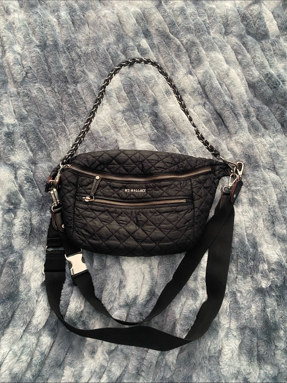 MZ Wallace Large Metro Sling Quilted Black Crossbody with Chain Accent. - Picture 7 of 8